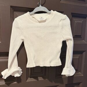 H&M Off-White Ribbed Knit Top